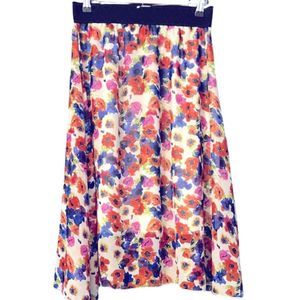 Lularoe Lola Vibrant Poppy Floral Overlay Boho Skirt